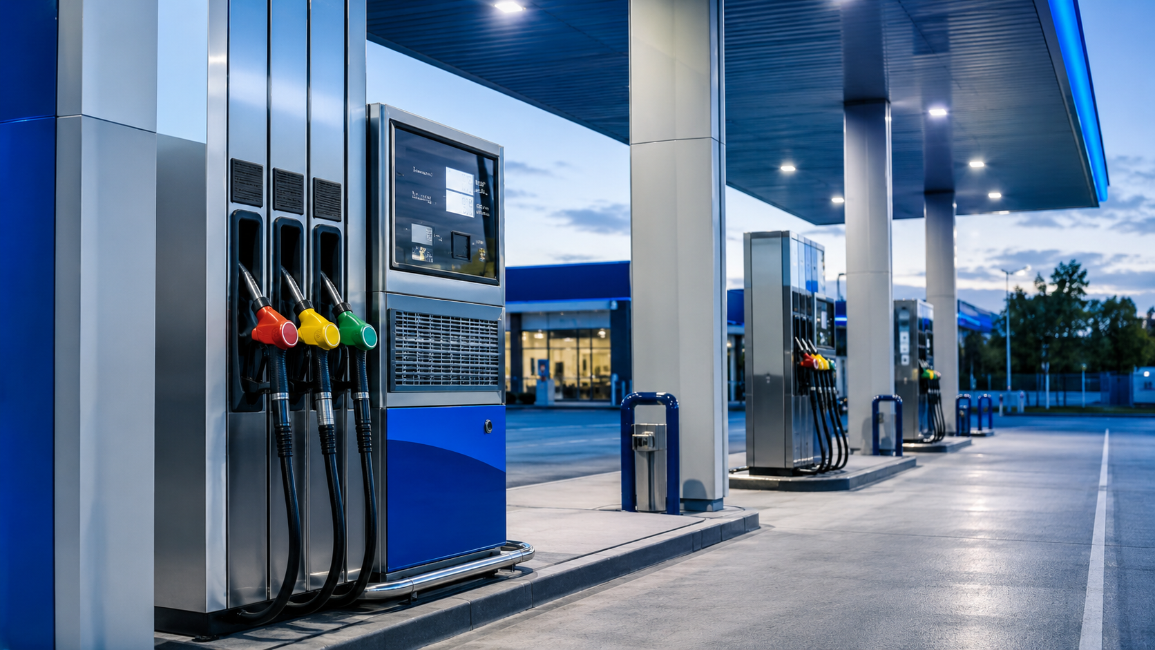 Station-service avec distributeurs de carburant