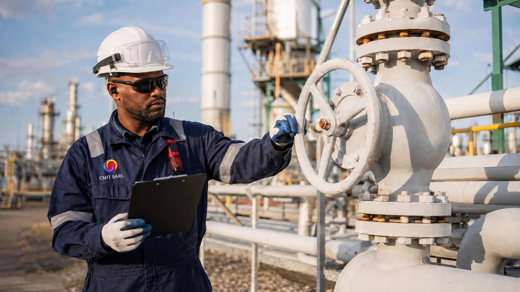 Technicien effectuant une maintenance préventive sur une installation industrielle